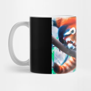 Pareja de Pandas Rojos Comiendo Fruta. Mug